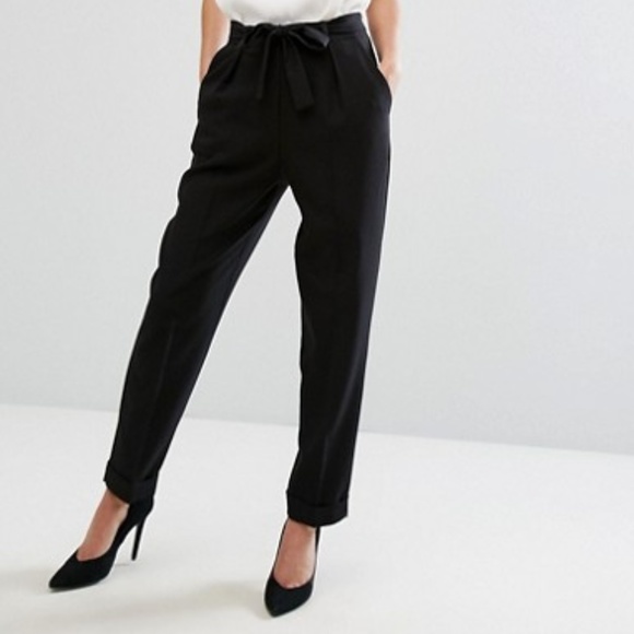 Theory Pants - Theory Wool Peg Pants with Silk Tie Belt in Black